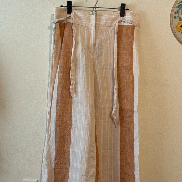 Ett:twa By Anthropologie Striped Linen Trousers With Linen Belt - Picture 6 of 16